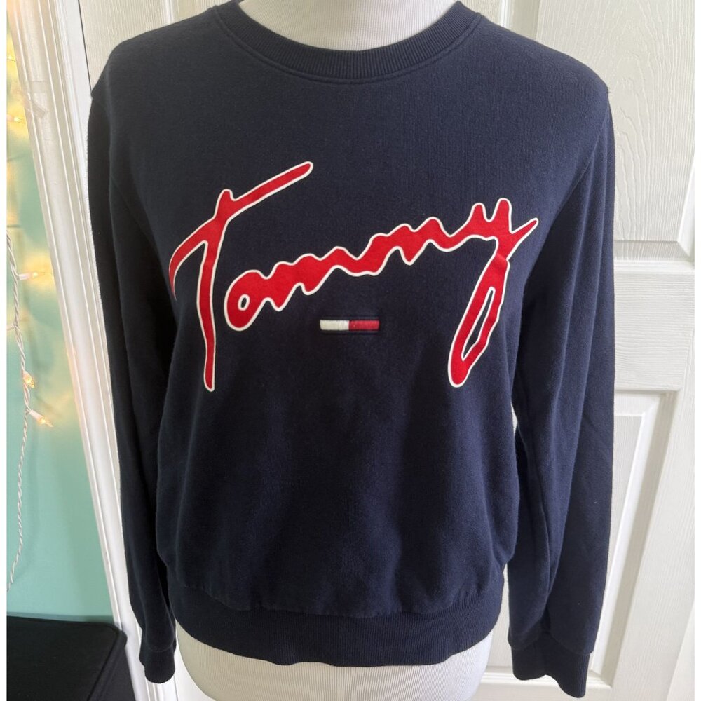 Tommy Hilfiger Denim Red Logo Blue Crewneck Medium